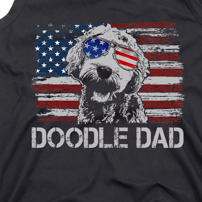 Doodle Dad Goldendoodle Dog American Flag 4th Of July Tank Top