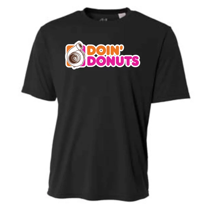 Doin' Donuts Gift Funny Racing And Drift Car Enthusiast Funny Gift Cooling Performance Crew T-Shirt