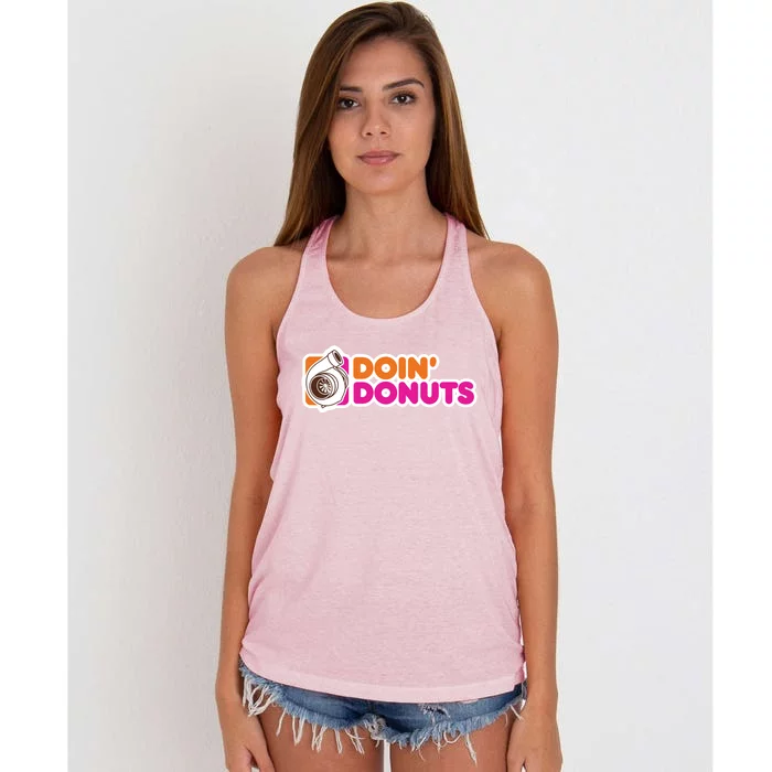 Doin' Donuts Gift Funny Racing And Drift Car Enthusiast Funny Gift Women's Knotted Racerback Tank