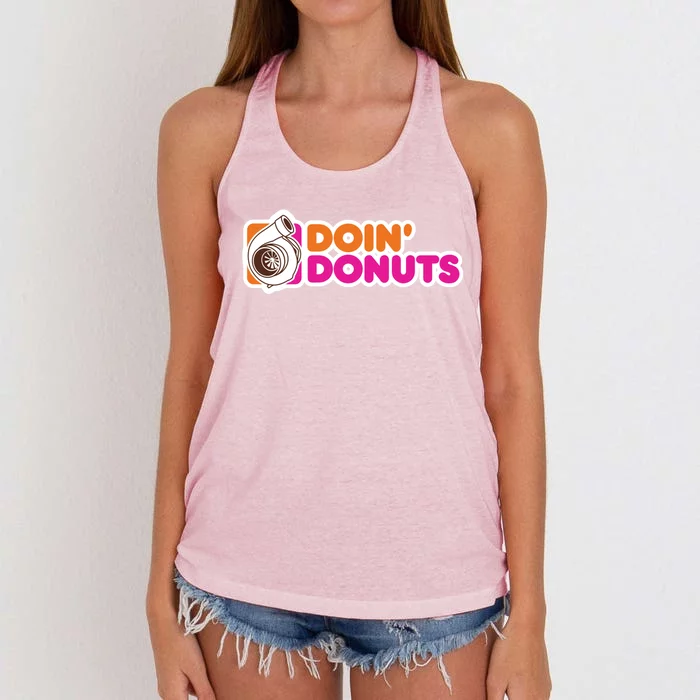 Doin' Donuts Gift Funny Racing And Drift Car Enthusiast Funny Gift Women's Knotted Racerback Tank