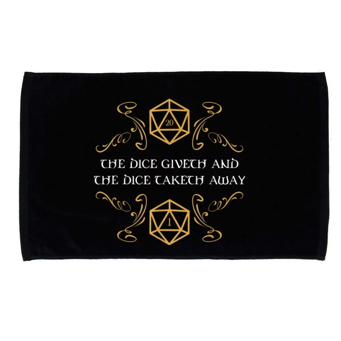 D20 Dice Giveth And Taketh Away Funny Nerdy Microfiber Hand Towel