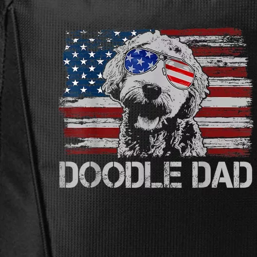 Doodle Dad Goldendoodle Dog American Flag 4th Of July City Backpack