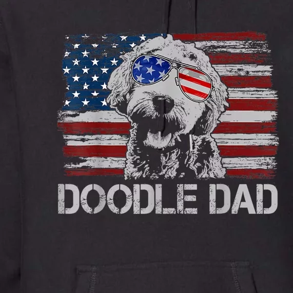 Doodle Dad Goldendoodle Dog American Flag 4th Of July Premium Hoodie