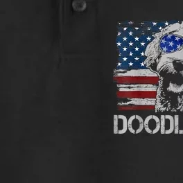 Doodle Dad Goldendoodle Dog American Flag 4th Of July Dry Zone Grid Performance Polo