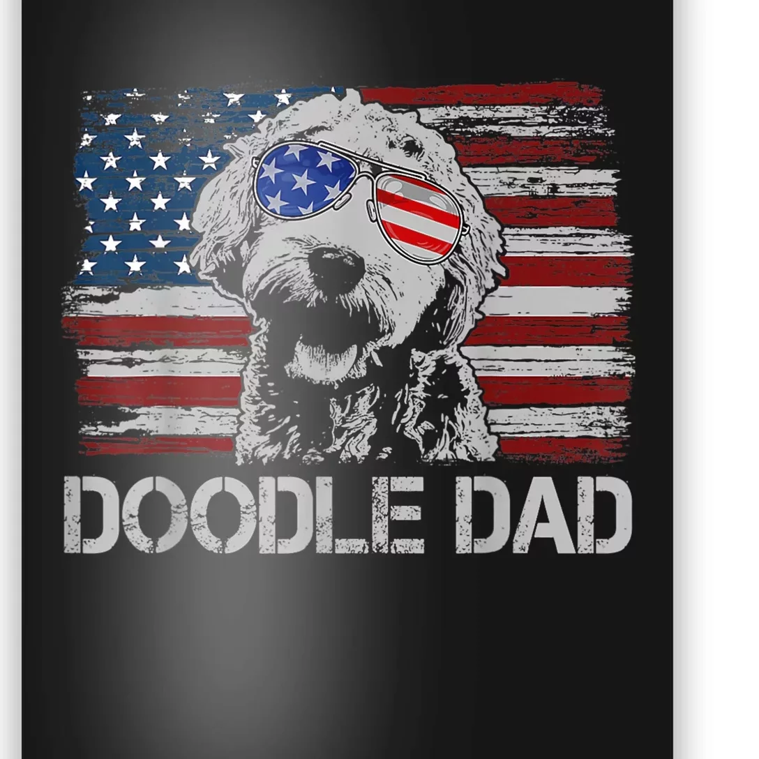 Doodle Dad Goldendoodle Dog American Flag 4th Of July Poster