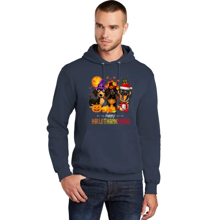 Dachshund Dog Halloween Merry Christmas Happy Hallothanksmas Tall Hoodie