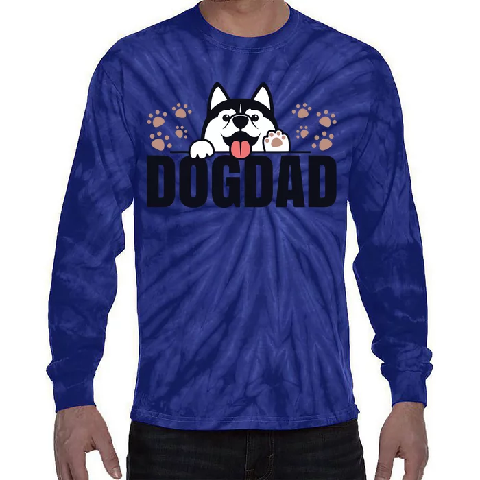 Dog Dad Husky Lovers For Men Huskies Funny Husky Tie-Dye Long Sleeve Shirt