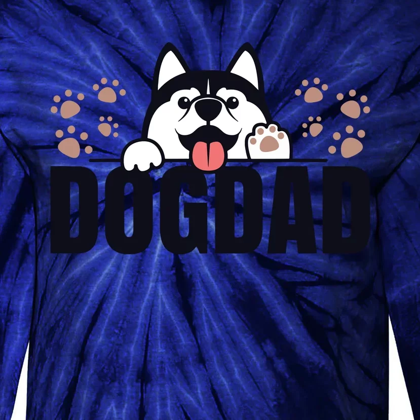 Dog Dad Husky Lovers For Men Huskies Funny Husky Tie-Dye Long Sleeve Shirt