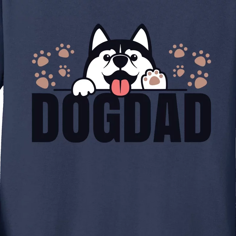 Dog Dad Husky Lovers For Men Huskies Funny Husky Kids Long Sleeve Shirt