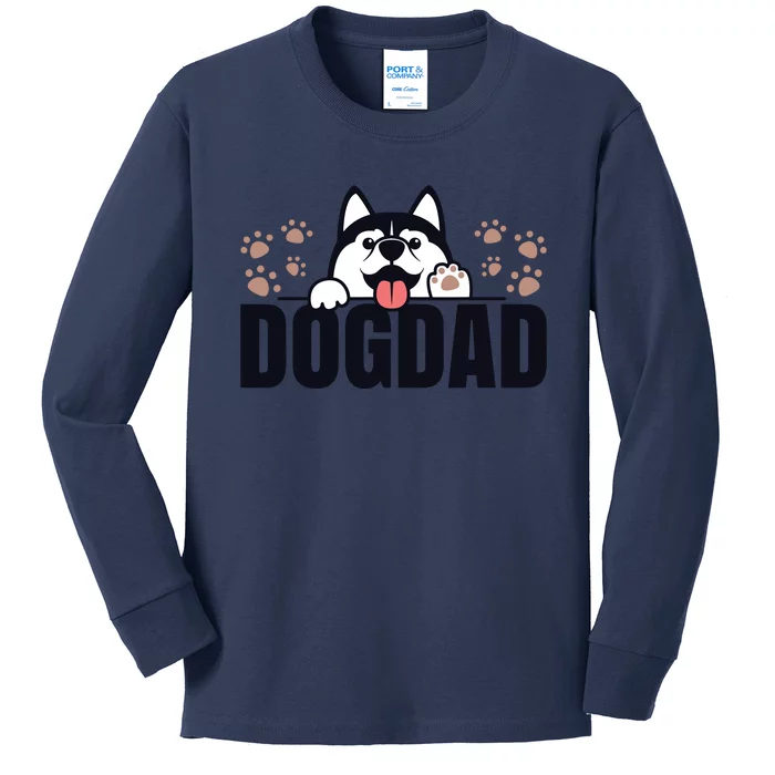 Dog Dad Husky Lovers For Men Huskies Funny Husky Kids Long Sleeve Shirt