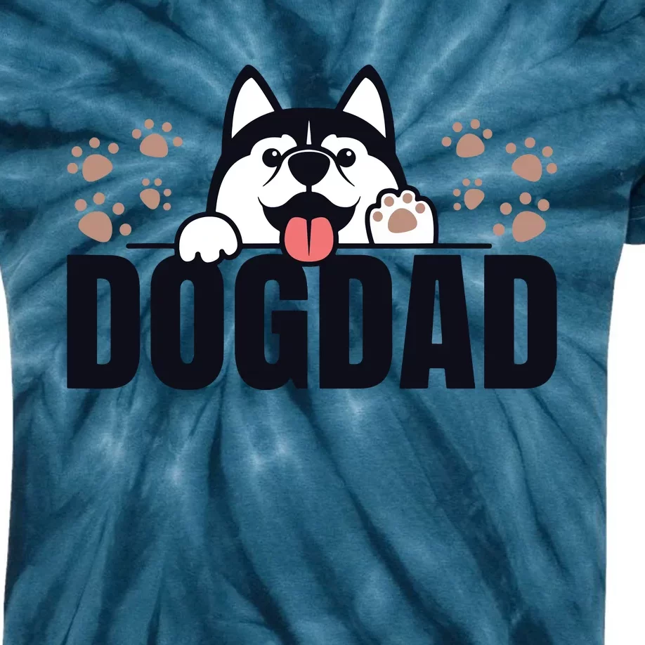 Dog Dad Husky Lovers For Men Huskies Funny Husky Kids Tie-Dye T-Shirt