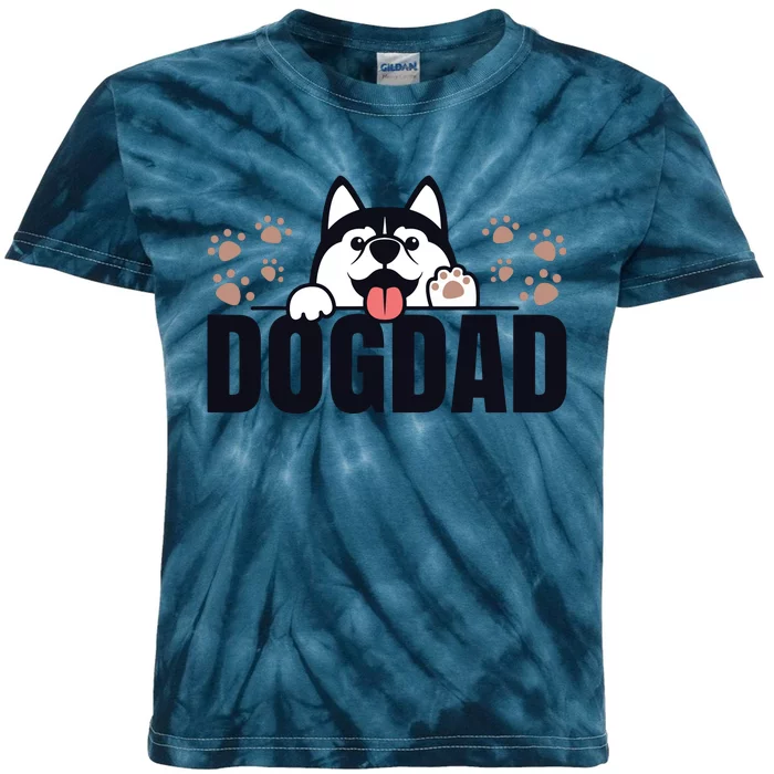 Dog Dad Husky Lovers For Men Huskies Funny Husky Kids Tie-Dye T-Shirt