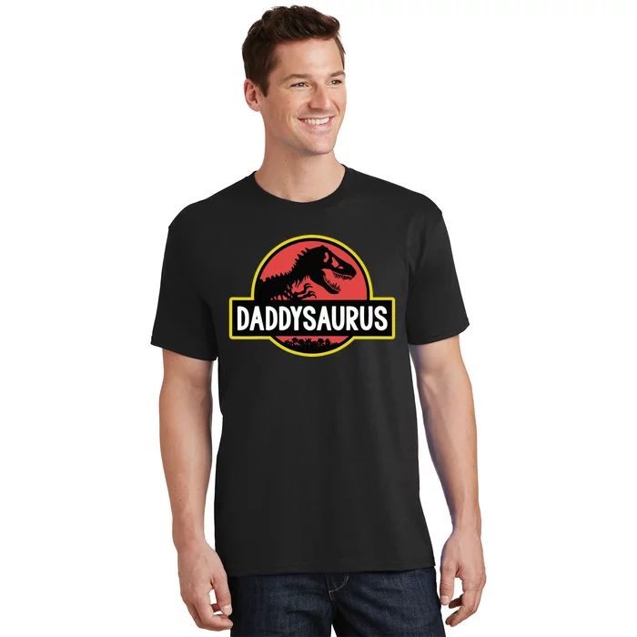 Daddysaurus Dad Husband Fathers Day Gift Matching Dinosaur T-Shirt