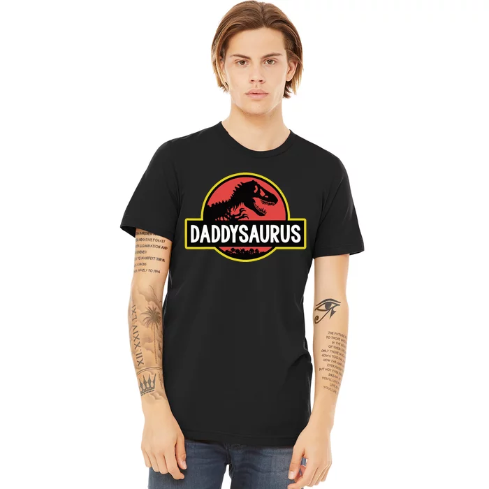 Daddysaurus Dad Husband Fathers Day Gift Matching Dinosaur Premium T-Shirt