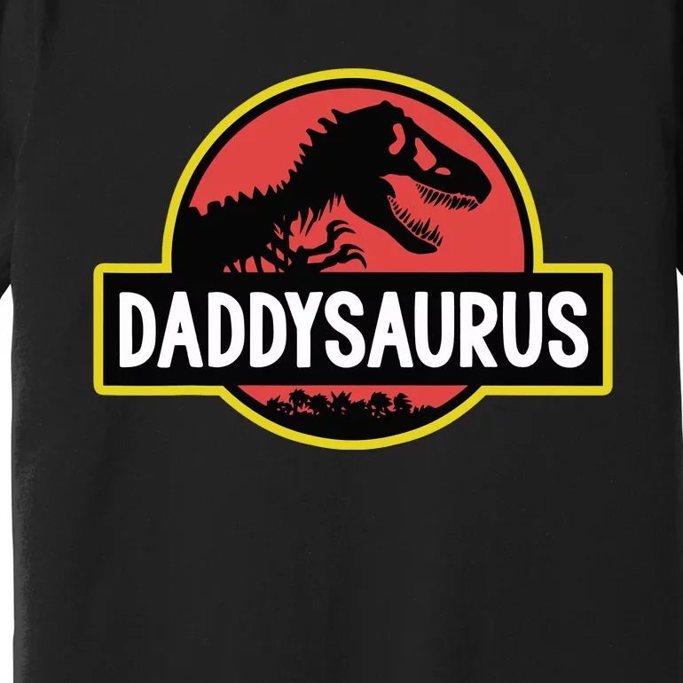 Daddysaurus Dad Husband Fathers Day Gift Matching Dinosaur Premium T-Shirt