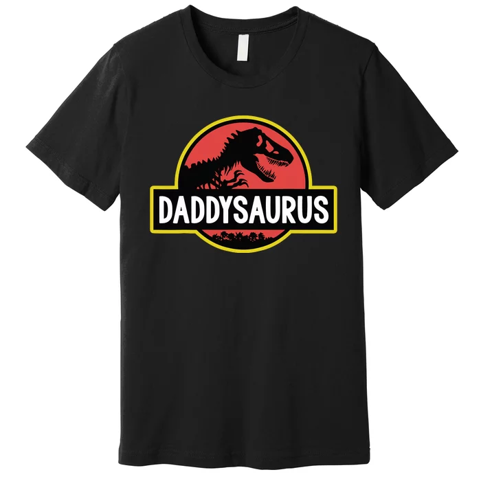 Daddysaurus Dad Husband Fathers Day Gift Matching Dinosaur Premium T-Shirt