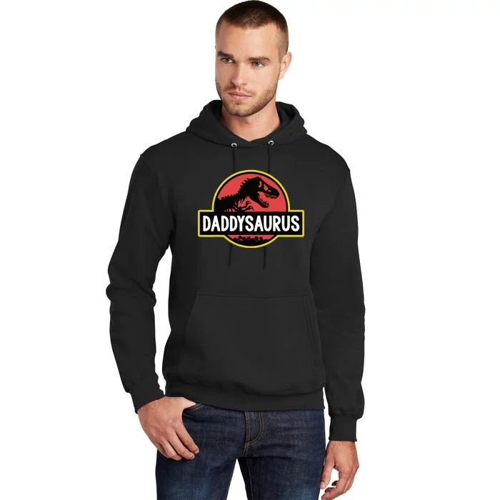 Daddysaurus Dad Husband Fathers Day Gift Matching Dinosaur Tall Hoodie