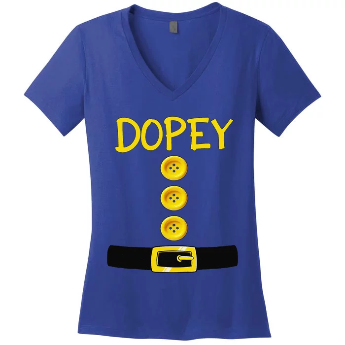 Dopey Dwarf Halloween Costume Color Matching Dopey Dwarf Women's V-Neck T-Shirt