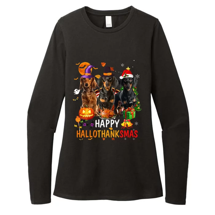 Dachshund Dog Holiday Festive Season Celebration Womens CVC Long Sleeve Shirt