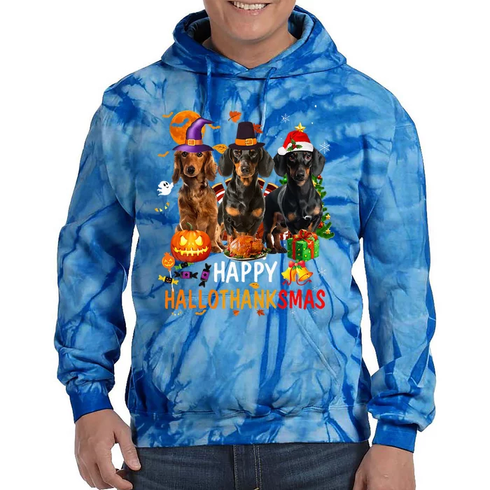 Dachshund Dog Holiday Festive Season Celebration Tie Dye Hoodie