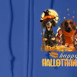 Dachshund Dog Halloween Thanksgiving Happy Hallothanksmas Gift Full Zip Hoodie