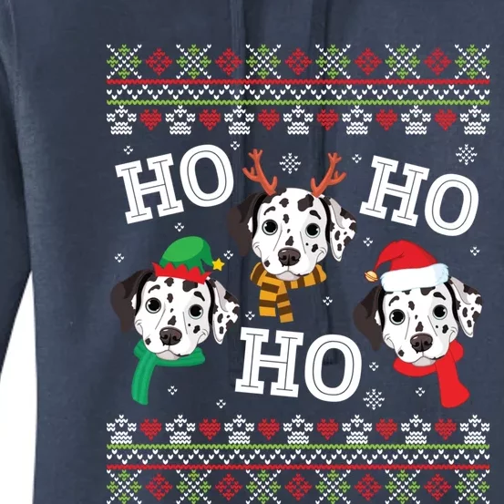 Dalmatian Dog Ho Ho Ho Merry Christmas Dad Mom Ugly Sweater Gift Women's Pullover Hoodie