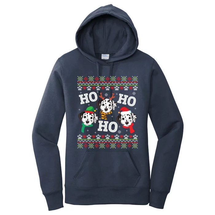 Dalmatian Dog Ho Ho Ho Merry Christmas Dad Mom Ugly Sweater Gift Women's Pullover Hoodie