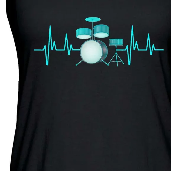 Drummer Drums Heartbeat Drumstick Drumset Music Lover Ladies Essential Flowy Tank