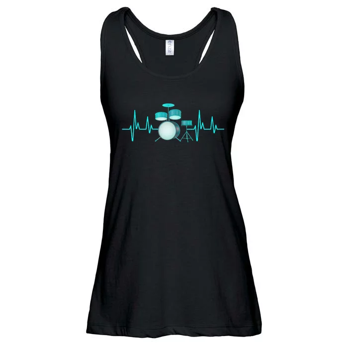 Drummer Drums Heartbeat Drumstick Drumset Music Lover Ladies Essential Flowy Tank