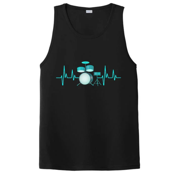 Drummer Drums Heartbeat Drumstick Drumset Music Lover Performance Tank