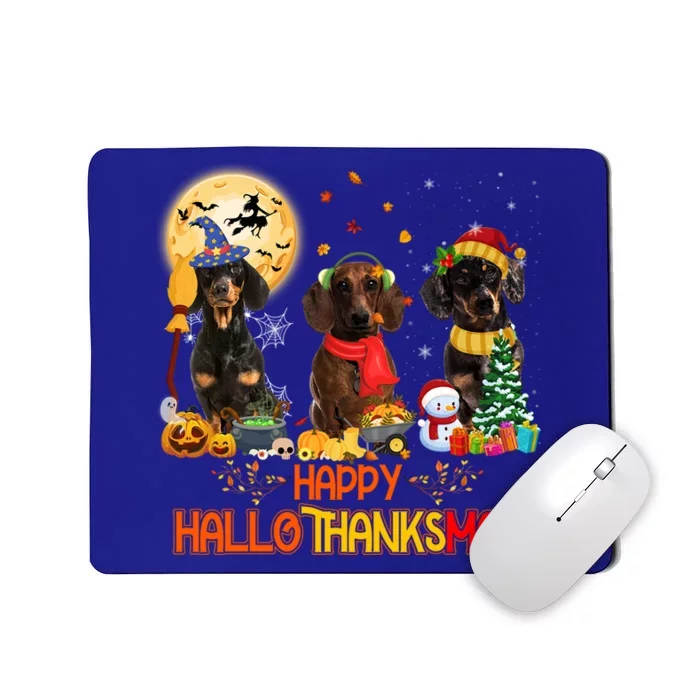 Dachshund Dog Halloween Thanksgiving Happy Hallothanksmas Gift Mousepad