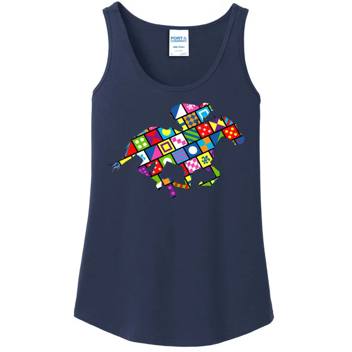 Derby Day Horse Lover Colorful Abstract Ladies Essential Tank