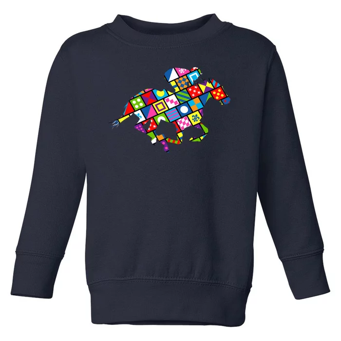 Derby Day Horse Lover Colorful Abstract Toddler Sweatshirt