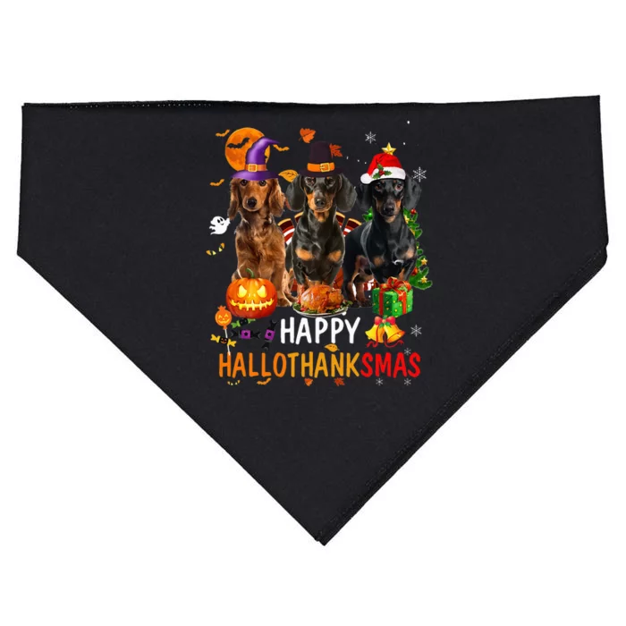 Dachshund Dog Holiday Festive Season Celebration USA-Made Doggie Bandana