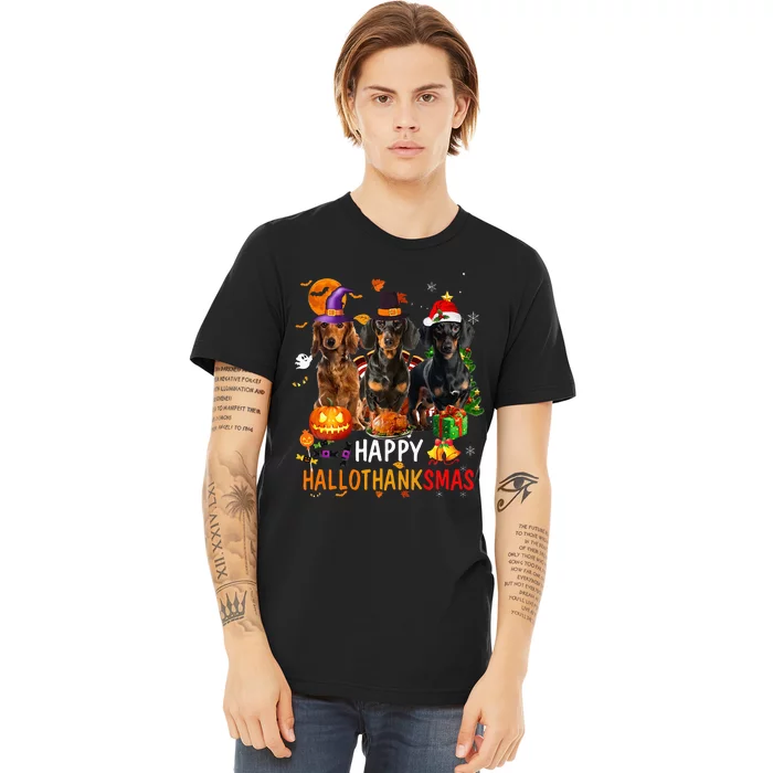 Dachshund Dog Holiday Festive Season Celebration Premium T-Shirt