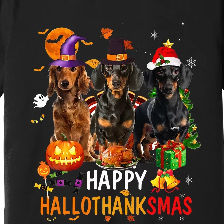 Dachshund Dog Holiday Festive Season Celebration Premium T-Shirt