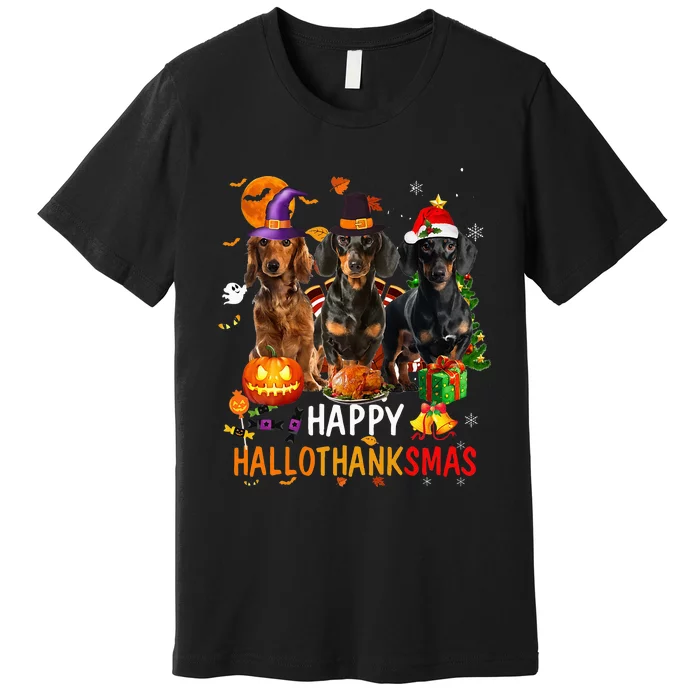 Dachshund Dog Holiday Festive Season Celebration Premium T-Shirt