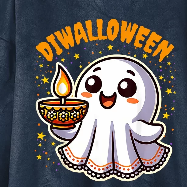 Diwalloween Diwali Halloween Fun Boo Ghost Lantern Deepavali Hooded Wearable Blanket