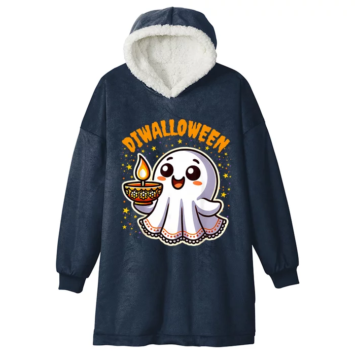 Diwalloween Diwali Halloween Fun Boo Ghost Lantern Deepavali Hooded Wearable Blanket