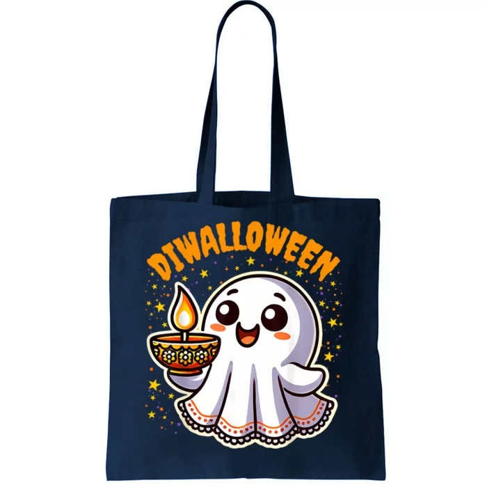 Diwalloween Diwali Halloween Fun Boo Ghost Lantern Deepavali Tote Bag