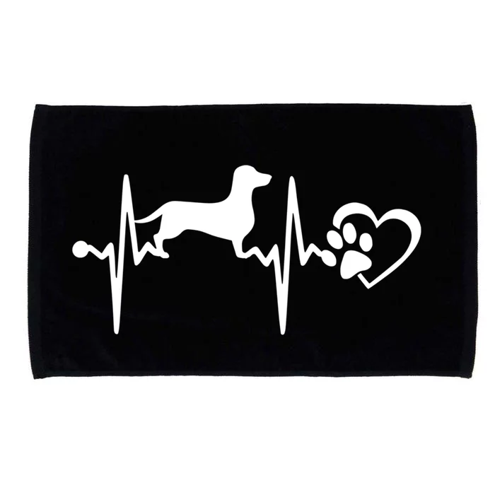 Dachshund Dog Heartbeat Paw Ekg Funny Puppy Lover Gift Microfiber Hand Towel