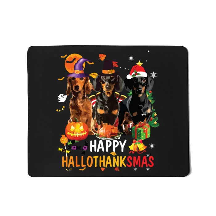 Dachshund Dog Halloween Merry Christmas Happy Hallothanksmas Mousepad