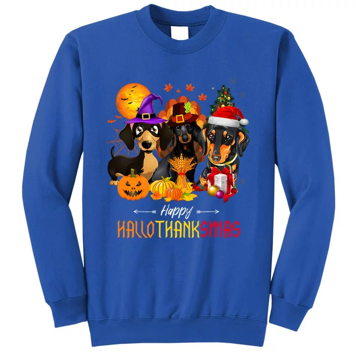 Dachshund Dog Halloween Merry Christmas Happy Hallothanksmas Sweatshirt