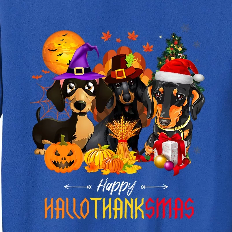 Dachshund Dog Halloween Merry Christmas Happy Hallothanksmas Tall Sweatshirt