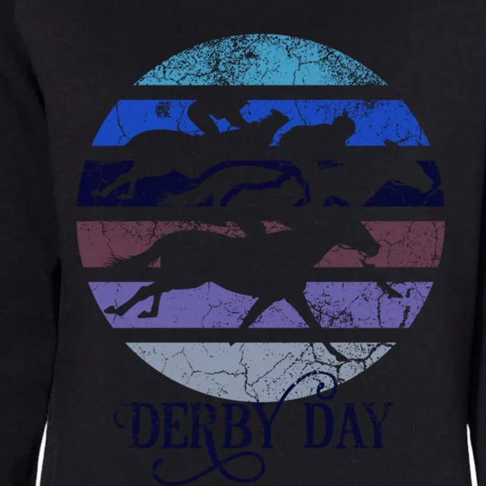 Derby Day Horse Racing Kentucky Retro Sunset Distressed Gift Womens California Wash Sweatshirt