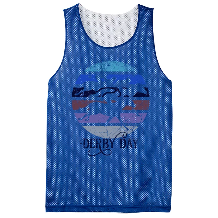 Derby Day Horse Racing Kentucky Retro Sunset Distressed Gift Mesh Reversible Basketball Jersey Tank