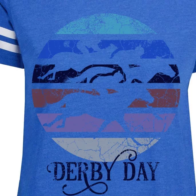 Derby Day Horse Racing Kentucky Retro Sunset Distressed Gift Enza Ladies Jersey Football T-Shirt