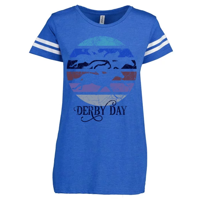 Derby Day Horse Racing Kentucky Retro Sunset Distressed Gift Enza Ladies Jersey Football T-Shirt