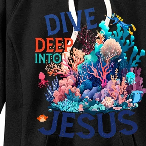 Dive Deep Into Jesus Vbs 2024 Scuba Diving Underwater Women's Fleece Hoodie