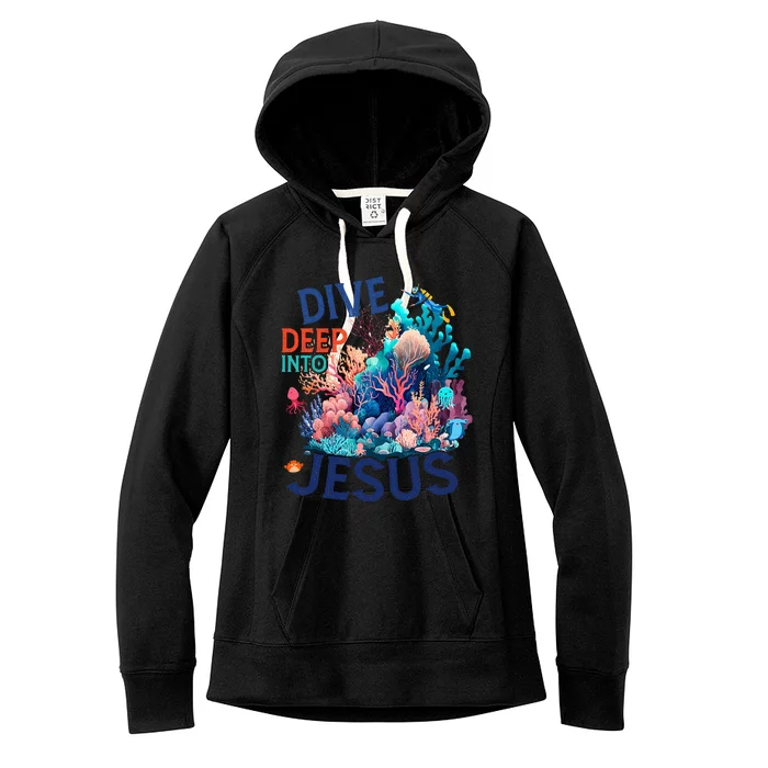 Dive Deep Into Jesus Vbs 2024 Scuba Diving Underwater Women's Fleece Hoodie